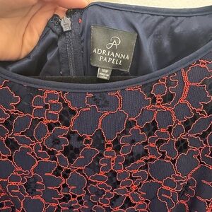 Adrianna Papell Navy and Red Lace Dress